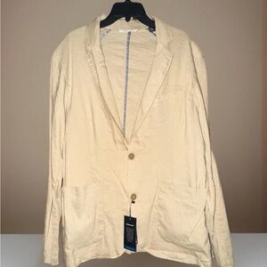NWT Kenneth Cole Single Breasted 2 Button Blazer-Linen/Rayon/Spandex-Tan-XL